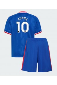 Manchester United Matheus Cunha #10 Jalkapallovaatteet Lasten Vieraspeliasu 2026-27 Lyhythihainen (+ Lyhyet housut)